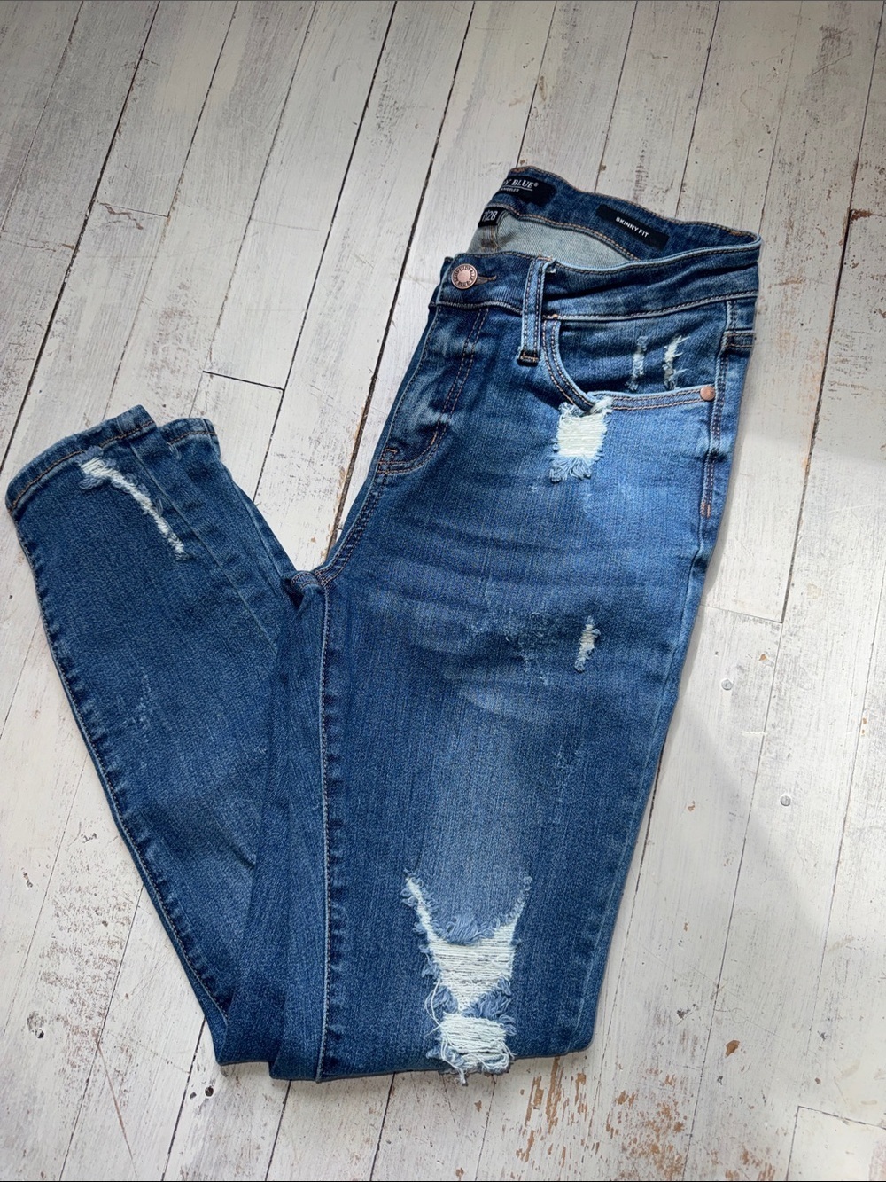 Judy Blue Dark Blue Ripped Skinny Jeans